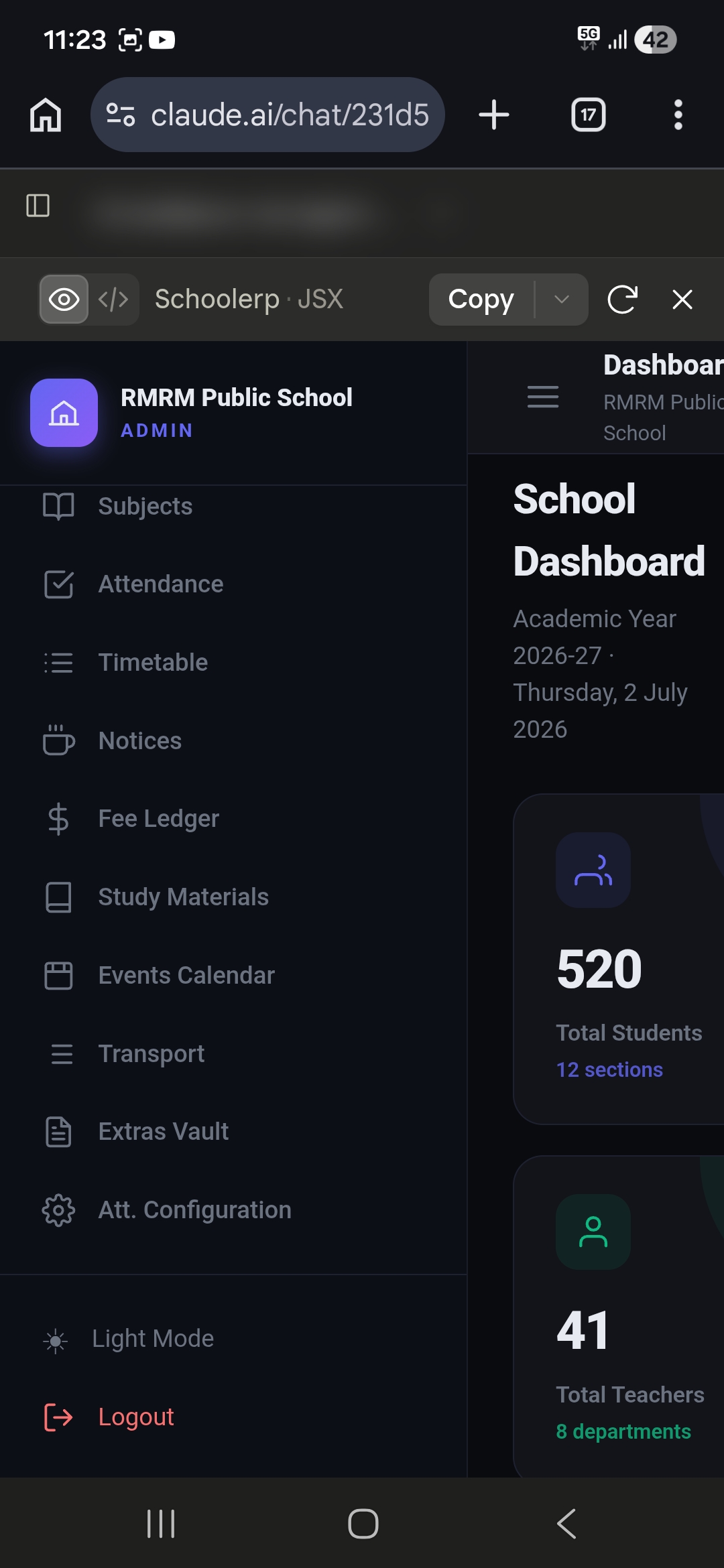 Attendance Management System — Screen 2