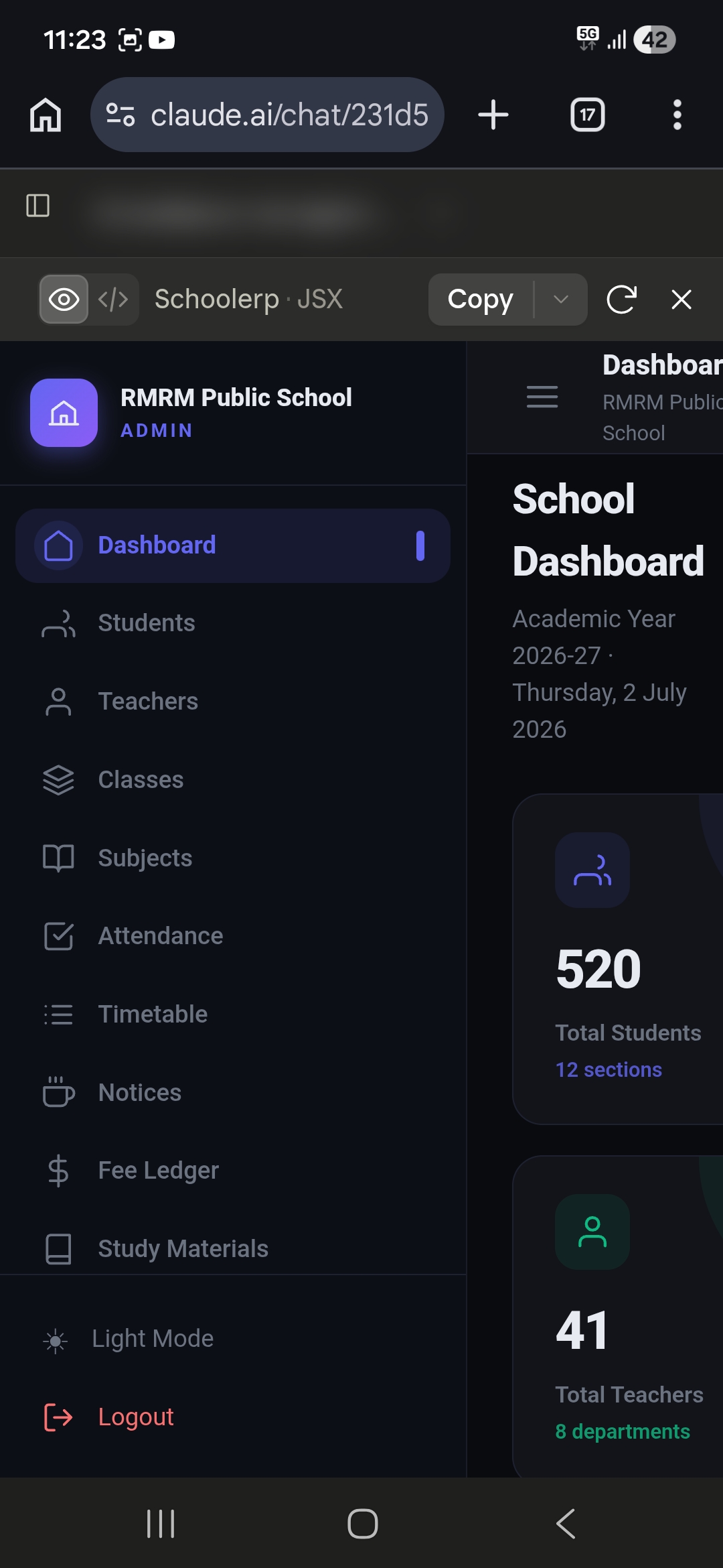 Attendance Management System — Screen 3